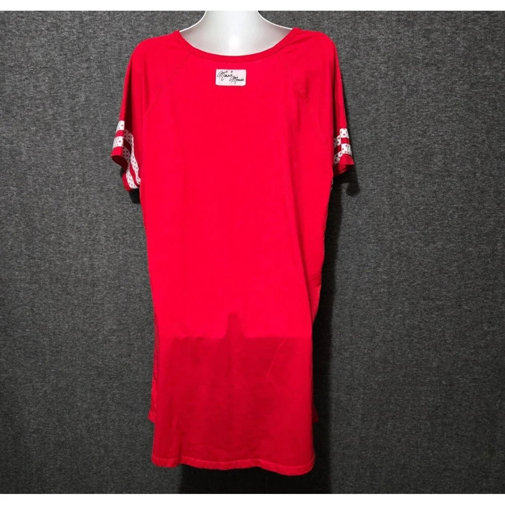 Disney Parks Minnie Mouse Sleep Shirt Womens XL XXL Red Coffee Dress Polka Dot - Picture 5 of 10